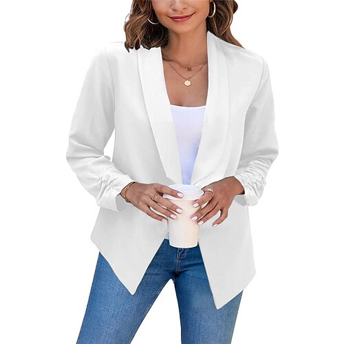 

Women's Blazer Outdoor Street Daily Spring Summer Regular Coat Regular Fit Breathable Streetwear Elegant Jacket Long Sleeve Solid Color Classic White Black Pink