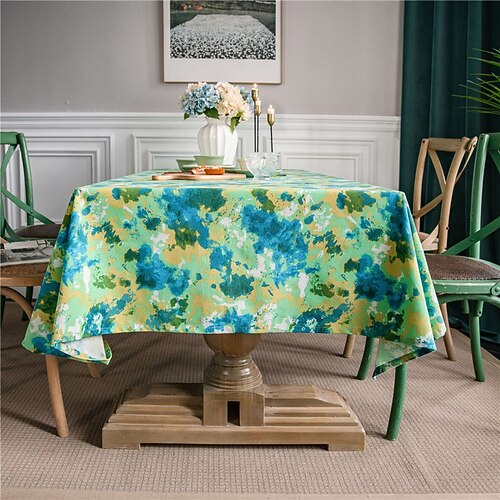 

Farmhouse Style Pastoral Tablecloth Cotton Linen Fabric Table Cloth,Washable Table Cover Dust-Proof Wrinkle Resistant for Restaurant, Picnic, Indoor and Outdoor Dining