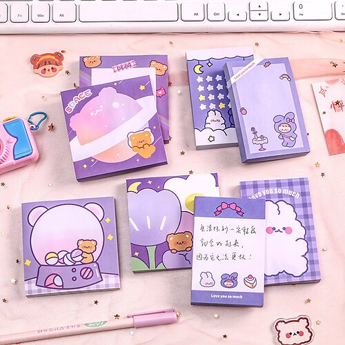

5 pcs Sticky Notes / Colorful Paper Lined Cute Self-adhesive Post It Notes for School Student Home