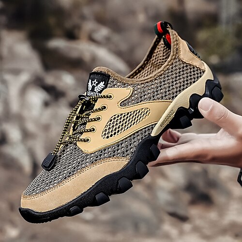 

Men's Sneakers Crochet Sporty Sandals Outdoor Hiking Sandals Sporty Casual Classic Daily Outdoor PU Synthetics Black Khaki Blue Color Block Spring Summer