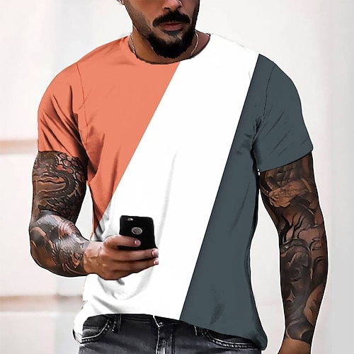 

Men's T shirt Tee Tee Graphic Round Neck Green Blue Pink Yellow Red 3D Print Casual Daily Short Sleeve 3D Print Clothing Apparel Fashion Cool Designer Comfortable / Summer / Summer