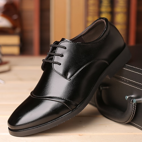 

Men's Oxfords Classic British Daily Office Career PU Booties / Ankle Boots Black Fall Spring