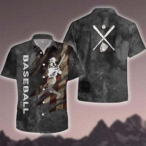 

Men's Shirt 3D Print Cross Sports Turndown Casual Daily Button-Down Short Sleeve Tops Casual Fashion Comfortable Sports Black