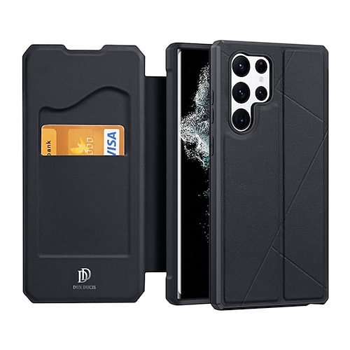 

Phone Case For Samsung Galaxy Flip S22 S22 Plus S22 Ultra Card Holder Flip Shockproof Solid Colored PU Leather TPU