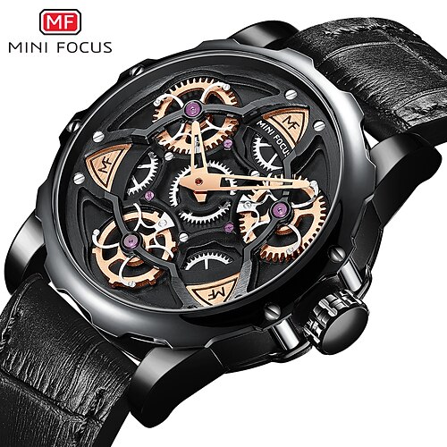 

MINI FOCUS Mechanical Watch for Men Analog Automatic self-winding Stylish Stylish Modern Style Waterproof Calendar Alloy PU Leather Fashion