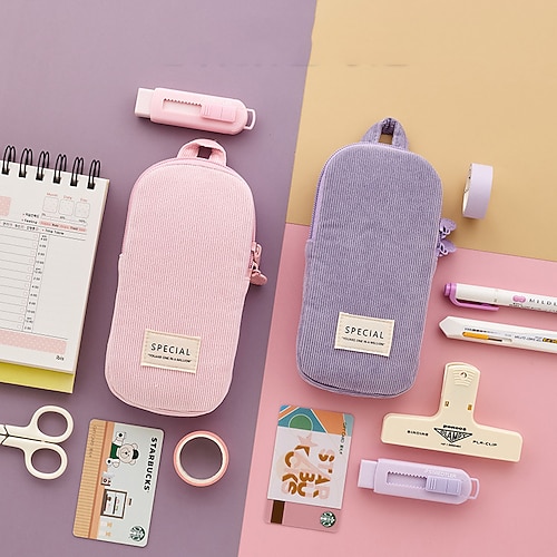 

Pencil Cases Wear-Resistant Multifunction With Zipper Canvas for School Office Student