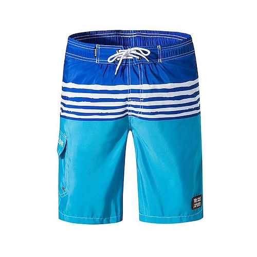 

Men's Swim Trunks Swim Shorts Quick Dry Lightweight Board Shorts Bathing Suit with Pockets Mesh Lining Drawstring Swimming Surfing Water Sports Stripes