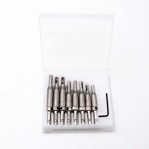 

8pcs Door Lock & Hinge Drill Bit Set Plastic Box Self Centering Pilot Hole HSS Hex Shank Wood Tool Hole Saw DIY Wholesale Price