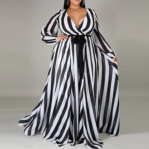 

Women's Plus Size Holiday Dress Floral V Neck Print Long Sleeve Fall Spring Casual Maxi long Dress Casual Daily Dress