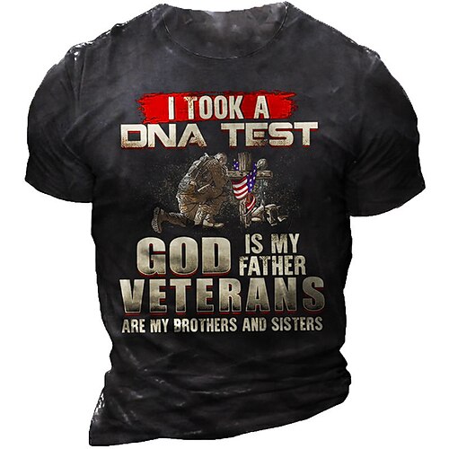 

Men's Unisex T shirt 3D Print Graphic Prints Soldier Letter Crew Neck Street Daily Print Short Sleeve Tops Casual Designer Big and Tall Papa T Shirts Black