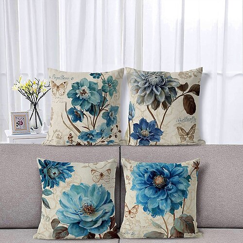 

Floral Double Side Cushion Cover 4PC/set Soft Decorative Square Throw Pillow Cover Cushion Case Pillowcase for Sofa Bedroom Superior Quality Machine Washable