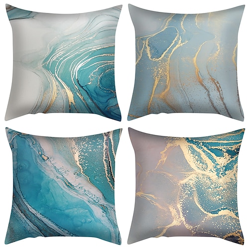 

Abstract Marbling Double Side Cushion Cover 4PC Soft Decorative Square Throw Pillow Cover Cushion Case Pillowcase for Bedroom Livingroom Superior Quality Machine Washable Indoor Cushion for Sofa Couch Bed Chair