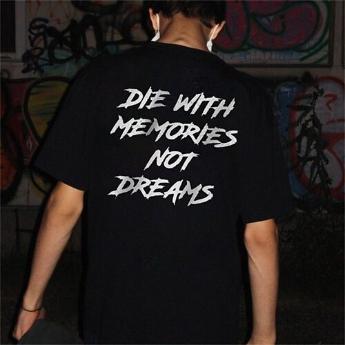 

Men's T shirt Hot Stamping Graphic Letter Crew Neck Street Casual Print Short Sleeve Tops Fashion Comfortable Sports Black