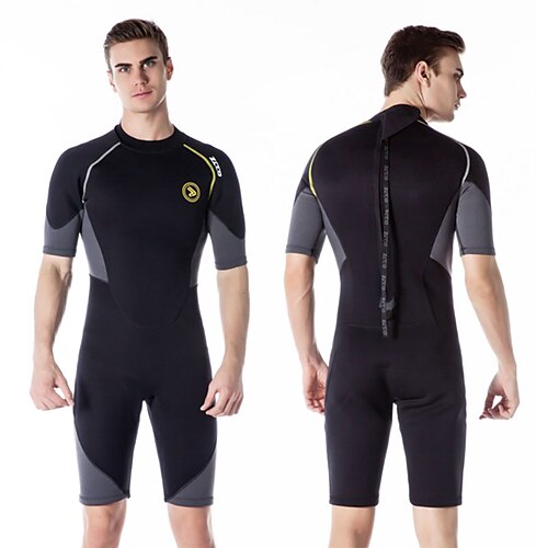 

ZCCO Men's Shorty Wetsuit 1.5mm SCR Neoprene Diving Suit UV Sun Protection Quick Dry High Elasticity Short Sleeve Back Zip - Swimming Diving Surfing Scuba Patchwork Spring Summer Autumn / Fall