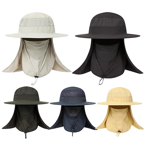 

Men's Women's Sun Hat Fishing Hat Hiking Hat Boonie hat Wide Brim with Face Cover Neck Flap Summer Outdoor UV Sun Protection Sunscreen UV Protection Breathable Hat khaki Light Grey Dark Grey for