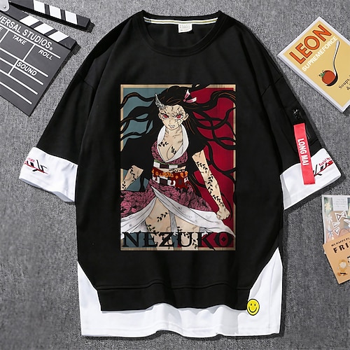 

Matador de Demônios: Kimetsu no Yaiba Kamado Nezuko Japonesa/Curta Desenho Mangá Anime duas peças falsas Harajuku Estilo de rua Camiseta Para Homens Mulheres Unisexo Adulto Hot Stamping 100% Poliéster