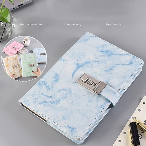 

Leather Notebook Notebook Lined A5 5.8×8.3 Inch Simplicity PU SoftCover with Lock Button 96 Pages Notebook for School Office Business