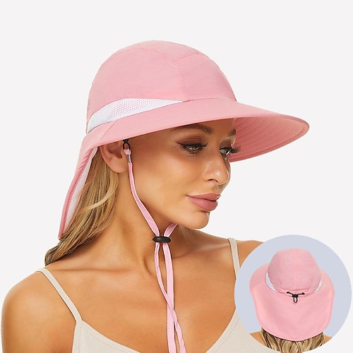 

Women's Sun Hat Bucket Hat Fishing Hat Boonie hat Wide Brim with Neck Flap Summer Outdoor UV Sun Protection Sunscreen UV Protection Breathable Hat Watermelon Red Leather Pink Purple for Fishing
