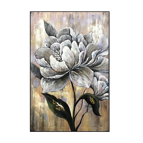 

Oil Painting Hand Painted Vertical Floral / Botanical Vintage Rolled Canvas (No Frame)