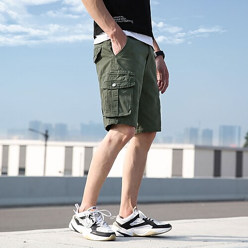 

Men's Fashion Cargo Shorts Shorts Cargo Pants Pocket Multiple Pockets Knee Length Pants Casual Daily Inelastic Plain Solid Colored Breathable Moisture Wicking Mid Waist ArmyGreen Black Khaki Light