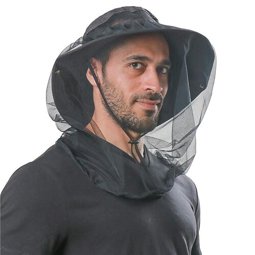 

Men's Women's Sun Hat Fishing Hat Hiking Hat Mosquito Head Net Hat Wide Brim with Face Cover Neck Flap Summer Outdoor UV Sun Protection Sunscreen Anti-Mosquito UV Protection Hat Mesh Back Green Grey