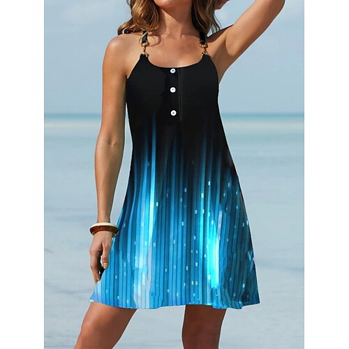 

Women's A Line Dress Short Mini Dress Black Sleeveless Color Block Ruched Print Spring Summer Spaghetti Strap Elegant Casual 2022 S M L XL XXL