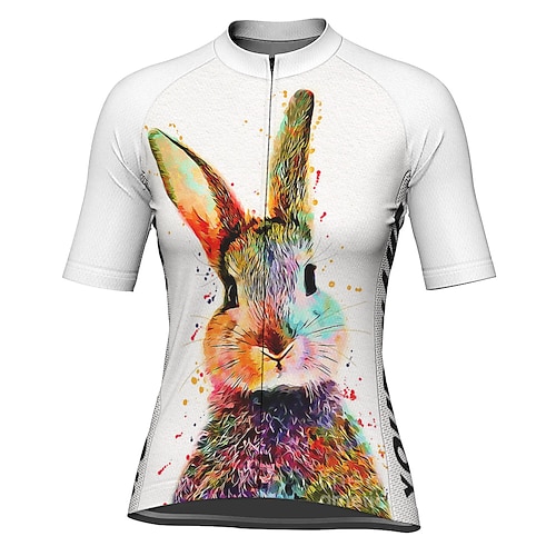 

21Grams Women's Short Sleeve Cycling Jersey Rabbit Bike Top Mountain Bike MTB Road Bike Cycling White Spandex Polyester Breathable Quick Dry Moisture Wicking Sports Clothing Apparel / Athleisure