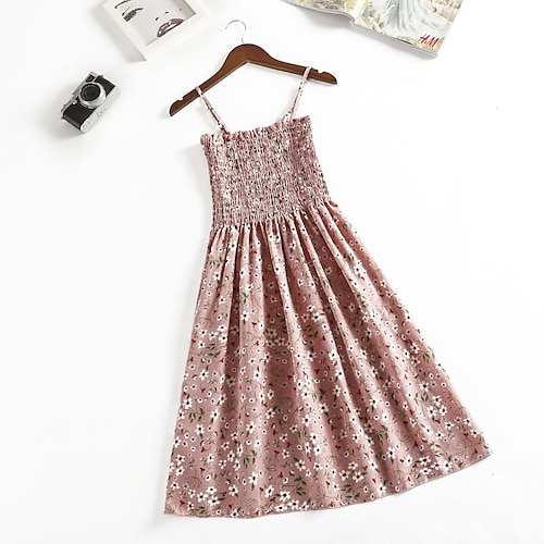 

Damen skims dress Blau Rosa Marineblau Beige Ärmellos Blumen Punkt Rückenfrei Bedruckt Frühling Sommer Spaghetti-Träger Urlaub Casual Schlank 2022 Einheitsgröße