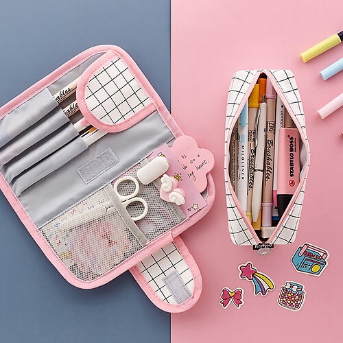 

Pencil Cases Wear-Resistant Multifunction With Zipper Canvas for School Office Student