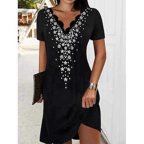 

Women's Casual Dress Midi Dress Black Sleeveless Polka Dot Sequins Spring Summer V Neck 2022 S M L XL XXL 3XL