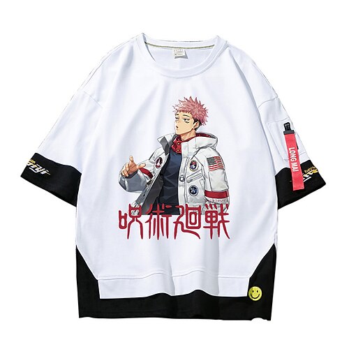 

Inspired by Jujutsu Kaisen Yuji Itadori T-shirt Cartoon 100% Polyester Anime Fake two piece Harajuku Street Style T-shirt For Men's / Women's / Couple's