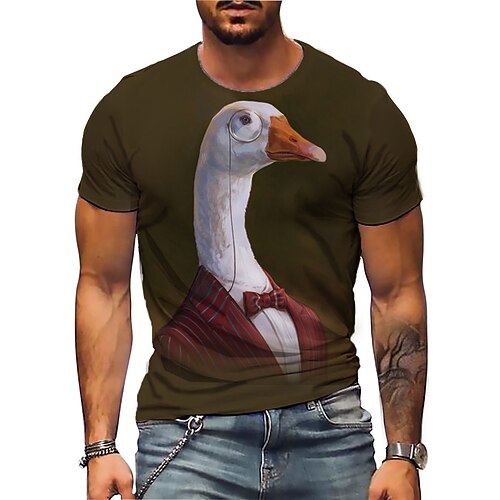 

Men's Unisex T shirt 3D Print Graphic Prints Animal Crew Neck Street Daily Print Short Sleeve Tops Casual Designer Big and Tall Sports Coffee