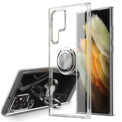 

Phone Case For Samsung Galaxy Clear Case S22 S22 Plus S22 Ultra S21 Ultra Plus Ring Holder Magnetic Clear Transparent TPU