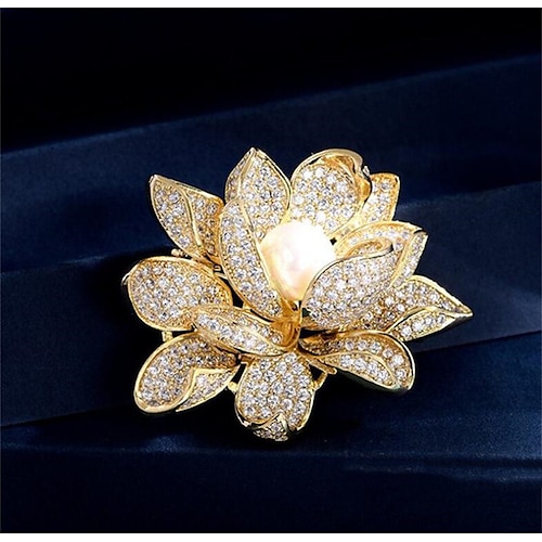 

Women's Pearl Brooches Geometrical Flower Fashion Brooch Jewelry White Gold For Daily Wear Birthday Party Party Evening Festival