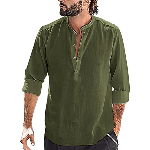 

Men's Hiking Shirt / Button Down Shirts Henley Shirt Summer Outdoor Breathable Quick Dry Lightweight Comfortable Tee Tshirt Top Green White Black Navy Blue Fishing Climbing Running M L XL XXL 3XL