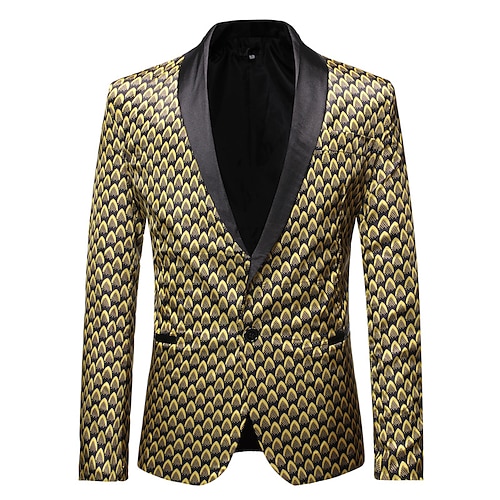 

Men's Casual Blazer Regular Regular Fit Print Gold 2022 / Winter