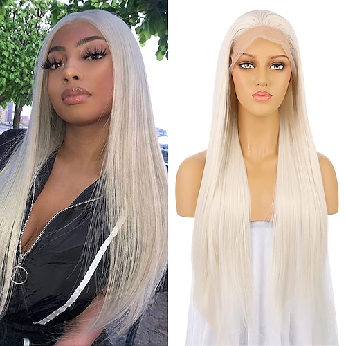 

Synthetic Lace Wig Straight Style 12-26 inch Blonde Middle Part 132.5 lace front Wig Women's Wig Platinum Blonde / Synthetic Hair