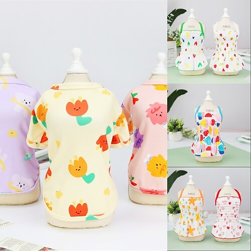 

Dog Cat Shirt / T-Shirt Skirt Fruit Animal Adorable Sweet Dailywear Casual / Daily Dog Clothes Puppy Clothes Dog Outfits Soft Green White Purple Costume for Girl and Boy Dog Polyester Cotton S M L XL