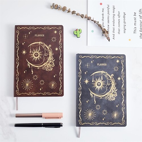 

2022 Spiral Twin-Wire Binding Daily Weekly Monthly A5 5.8×8.3 Inch Classic PU SoftCover Agenda Double Coil Design Planner 100 Pages for School Office Student