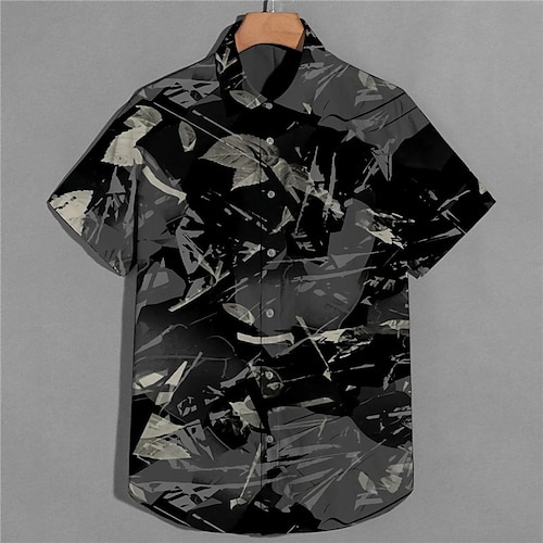 

Men's Shirt Print Graphic Turndown Street Casual Button-Down Print Short Sleeve Tops Casual Fashion Designer Breathable Black