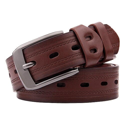 

Men's PU Buckle Belt PU Leather Prong Buckle Geometric Formal Cowboy Daily Work White Black Brown Coffee