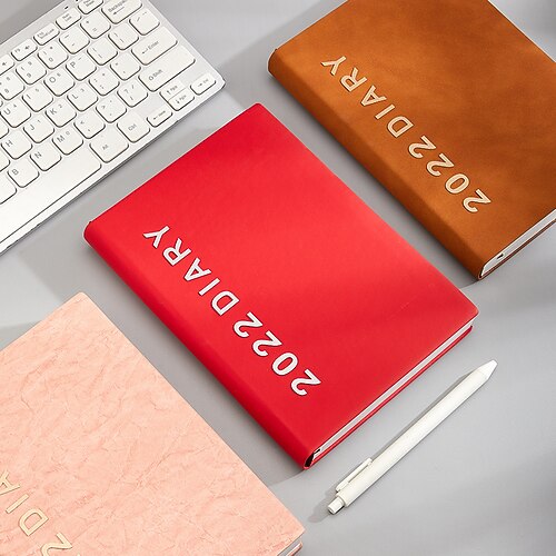 

2022 Daily Weekly Monthly A5 5.8×8.3 Inch Classic PU Hardcover Agenda Memory Ribbon Bookmark Monthly Tabs Planner 400 Pages for School Office Business