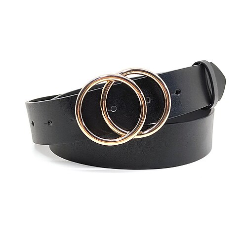 

Women's PU Buckle Belt PU Leather Prong Buckle O-ring Classic Vintage Retro Gift Daily Black