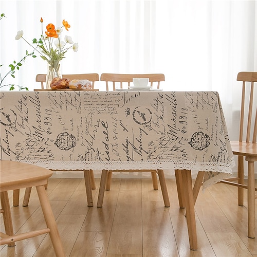 

Farmhouse Style Pastoral Tablecloth Cotton Linen Fabric Table Cloth,Washable Table Cover Dust-Proof Wrinkle Resistant for Restaurant, Picnic, Indoor and Outdoor Dining