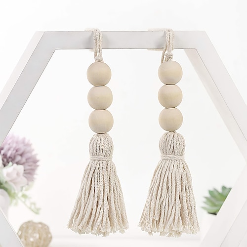 

2PCS Decorative Objects Wooden Bead Tassel Wall Hanging Modern Contemporary for Home Decoration Gifts 1pc