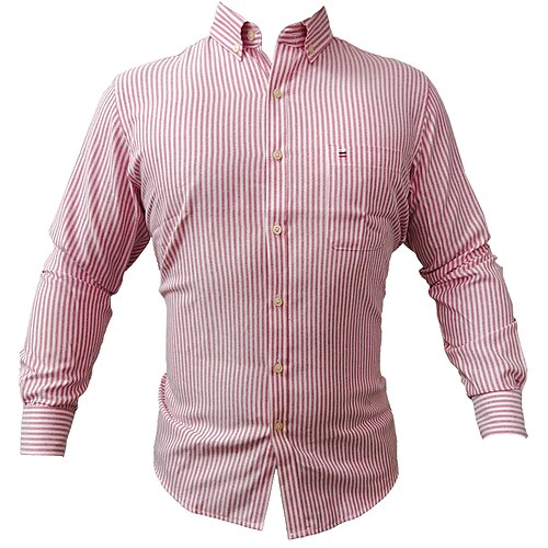 

Men's Shirt Other Prints Striped Button Down Collar Casual Daily collared shirts Long Sleeve Tops Business Basic Fashion Designer Blue Gray Pink