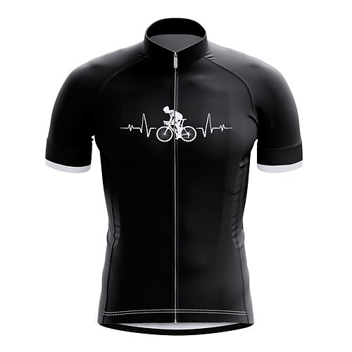 

21Grams Men's Cycling Jersey Short Sleeve Bike Top with 3 Rear Pockets Mountain Bike MTB Road Bike Cycling Breathable Quick Dry Moisture Wicking Reflective Strips Black Graphic Polyester Spandex