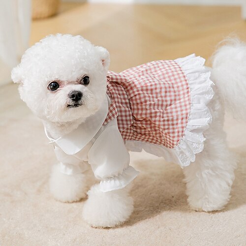 

Dog Cat Dress Plaid / Check Fashion Cute Sports Casual / Daily Dog Clothes Puppy Clothes Dog Outfits Soft Rosy Pink Costume for Girl and Boy Dog Cloth S M L XL 2XL