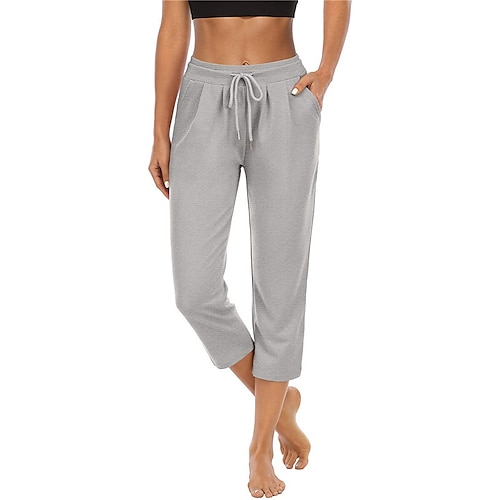 

Dame Turbukser Sommer Utendørs Hurtigtørkende Lettvekt Myk Stretch Capri-bukser Bunner Snorer Elastisk midje Mørk Marineblå Grå Yoga & Danse Sko Klatring Løp S M L XL XXL