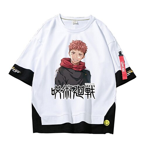 

Inspired by Jujutsu Kaisen Yuji Itadori T-shirt Cartoon 100% Polyester Anime Fake two piece Harajuku Street Style T-shirt For Men's / Women's / Couple's